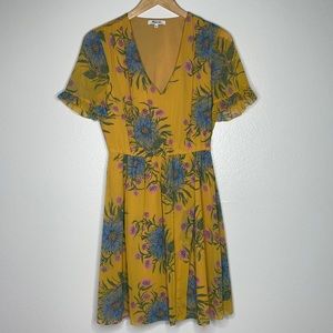 Madewell Painted Blooms Yellow Dress sz 2